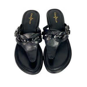 Cole Haan women's wedge thong sandals size 8.5 black